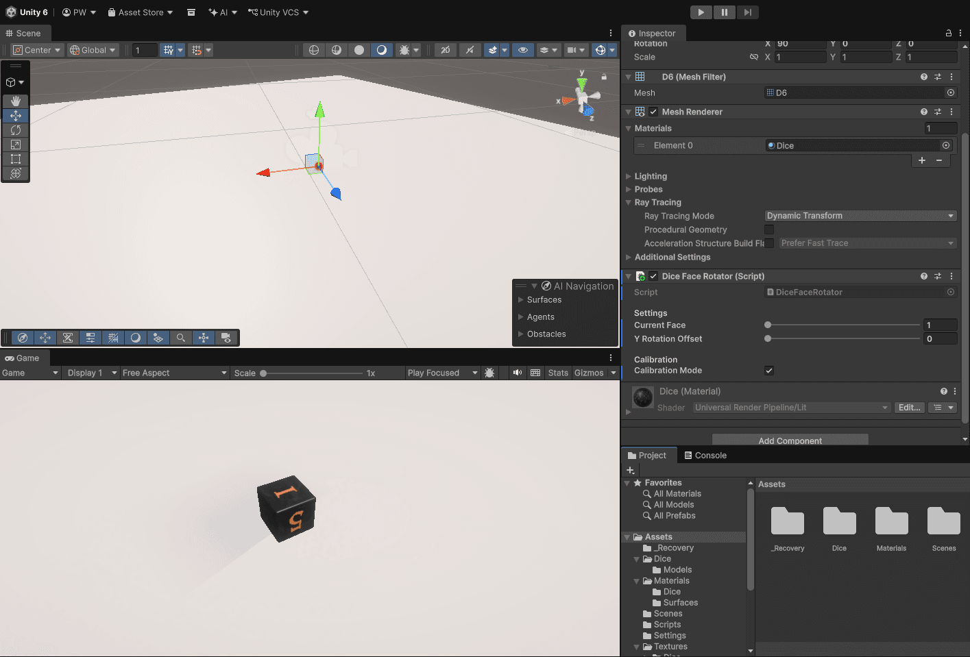 Unity scene setup